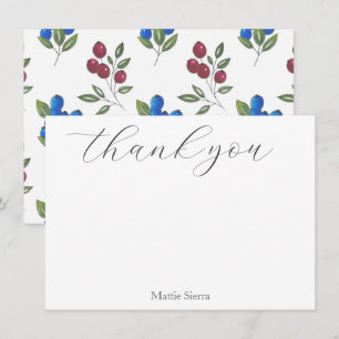 Tarjeta De Agradecimiento Patrón de Borgoña y Frambuesas