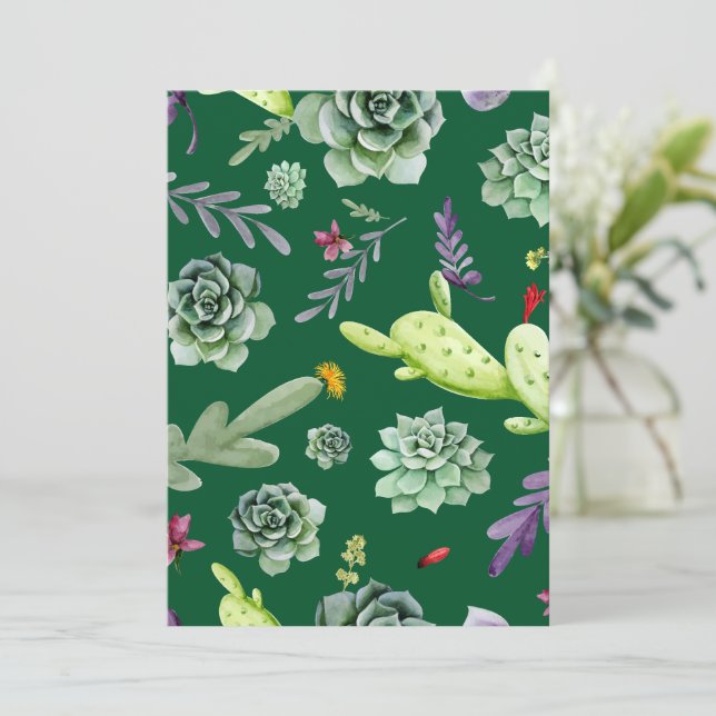 Tarjeta De Agradecimiento Patrón de cactus 3 (Anverso de pie)