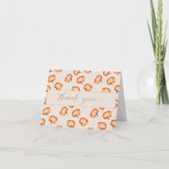Tarjeta De Agradecimiento Patrón de calabaza Caída Baby Shower | (Anverso)