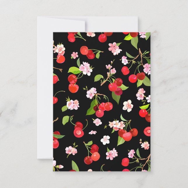 Tarjeta De Agradecimiento Patrón de Cereza 2 (Anverso)