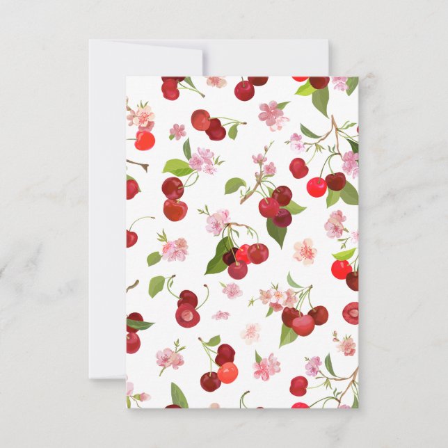 Tarjeta De Agradecimiento Patrón de cerezas 1 (Anverso)