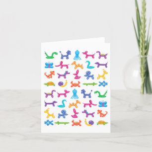 Tarjeta De Agradecimiento Patrón de color de animal de globo – Niños y fiest
