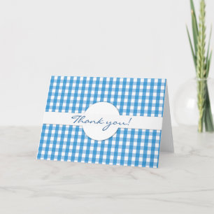 Tarjeta De Agradecimiento Patrón de comprobación de Gingham azul