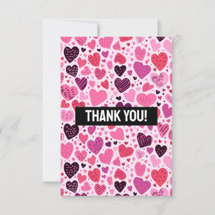 Tarjeta De Agradecimiento Patrón de Corazón Rosa Femenino Femenina