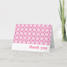 Tarjeta De Agradecimiento Patrón de cuadrados rosados Gracias
