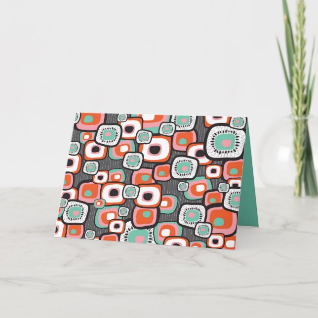 Tarjeta De Agradecimiento Patrón de cuadrados únicos de flores rosadas de su (Anverso)