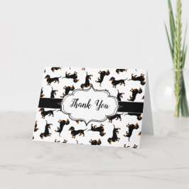 Tarjeta De Agradecimiento Patrón de Dachshund negro y tan