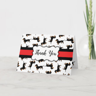 Tarjeta De Agradecimiento Patrón de Dachshund negro y tan