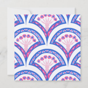 Tarjeta De Agradecimiento patrón de damasco floral azul
