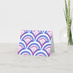Tarjeta De Agradecimiento patrón de damasco floral azul