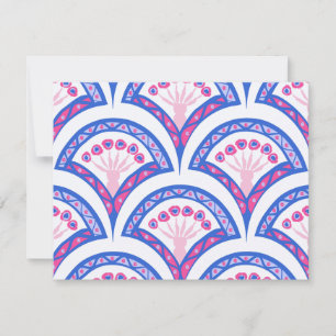 Tarjeta De Agradecimiento patrón de damasco floral azul