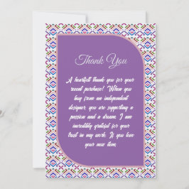Tarjeta De Agradecimiento Patrón de diamante geométrico étnico pastel modern