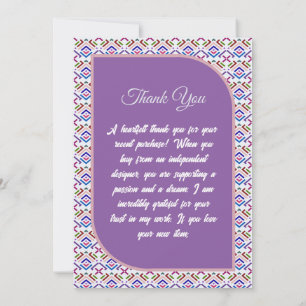 Tarjeta De Agradecimiento Patrón de diamante geométrico étnico pastel modern