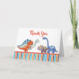 Tarjeta De Agradecimiento Patrón de dinosaurios de bebé lindo Imprimir Perso