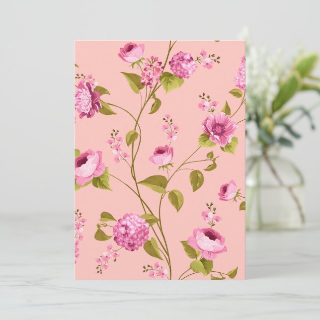 Tarjeta De Agradecimiento Patrón de flores 17 (Anverso de pie)
