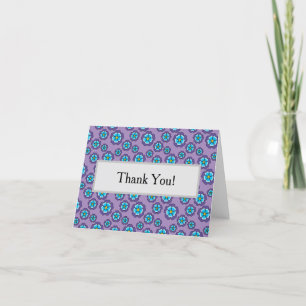 Tarjeta De Agradecimiento Patrón de flores azules violetas