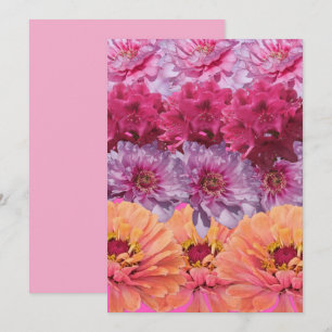 Tarjeta De Agradecimiento Patrón de flores de jardín bastante rosa y naranja