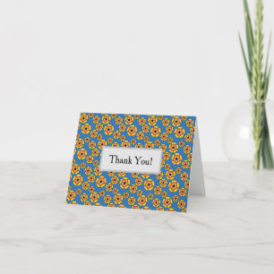 Tarjeta De Agradecimiento Patrón de flores de Naranja amarillo