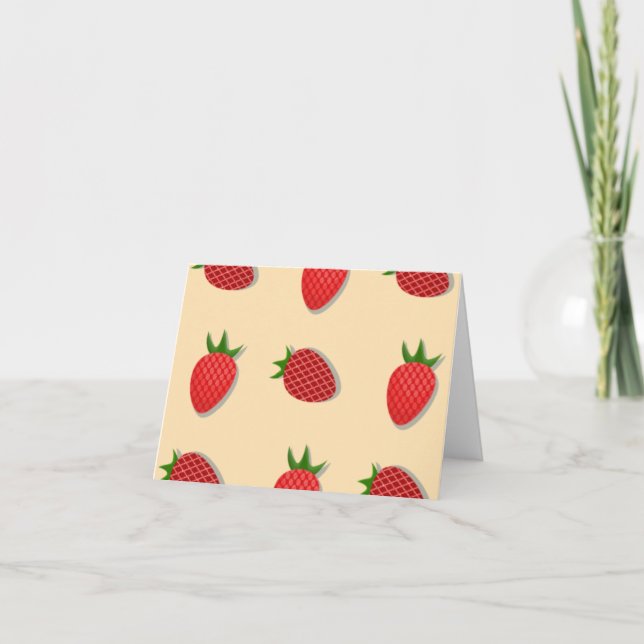 Tarjeta De Agradecimiento Patrón de fresa para buenas vibraciones en verano  (Anverso)
