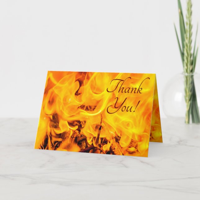 Tarjeta De Agradecimiento Patrón De Fuego Y Flores (Anverso)
