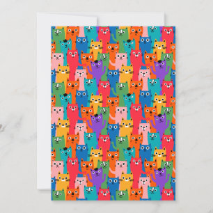 Tarjeta De Agradecimiento Patrón de gatos coloridos