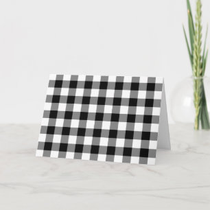 Tarjeta De Agradecimiento Patrón de Gingham blanco y negro