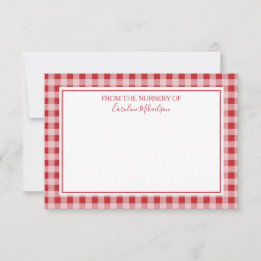 Tarjeta De Agradecimiento Patrón de Gingham personalizado rojo y blanco