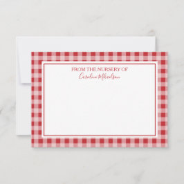 Tarjeta De Agradecimiento Patrón de Gingham personalizado rojo y blanco
