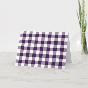 Tarjeta De Agradecimiento Patrón de Gingham púrpura y blanca