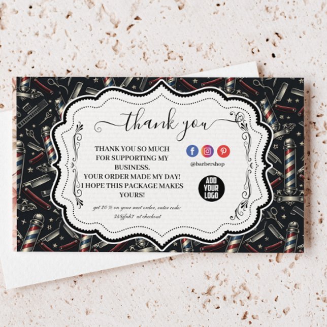 Tarjeta De Agradecimiento Patrón de Herramientas Antiguas de Barbería (Subido por el creador)