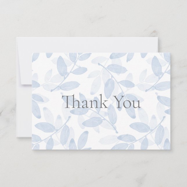 Tarjeta De Agradecimiento Patrón de hojas de acuarela de capas azules (Anverso)
