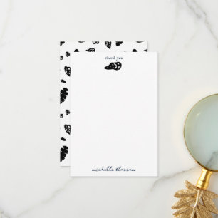 Tarjeta De Agradecimiento Patrón de hojas tropicales de verano negras y blan