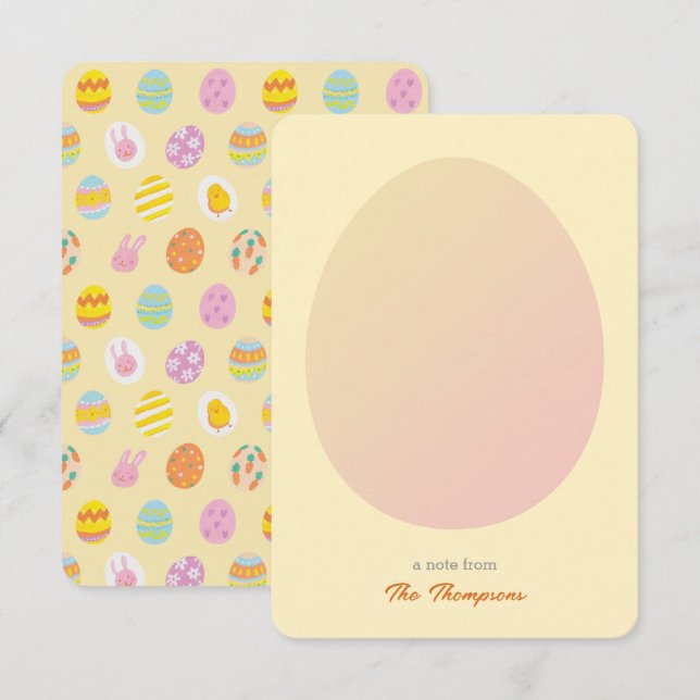 Tarjeta De Agradecimiento Patrón de Huevos Pintados Simple Huevo y Pascua Am (Anverso / Reverso)