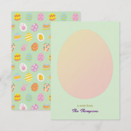 Tarjeta De Agradecimiento Patrón de Huevos Pintados Simple Huevo y Pascua Ve