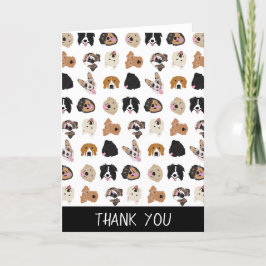 Tarjeta De Agradecimiento Patrón de Ilustracion de cara de perro