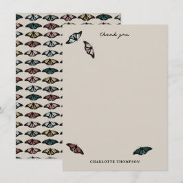 Tarjeta De Agradecimiento Patrón de jardín de las mariposas neutrales modern