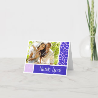 Tarjeta De Agradecimiento Patrón de jirafa púrpura