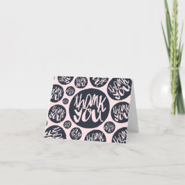 Tarjeta De Agradecimiento Patrón de letras modernas rosa y azul