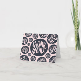Tarjeta De Agradecimiento Patrón de letras rosa y azul moderno