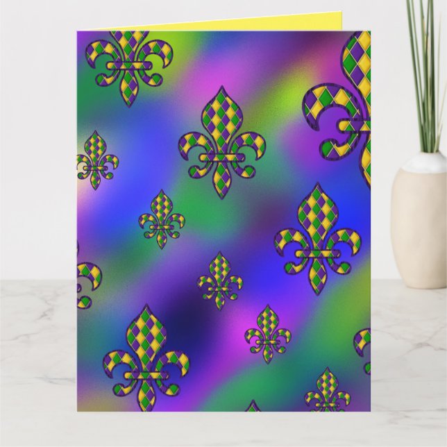 Tarjeta De Agradecimiento Patrón de Mardi Gras (Anverso)