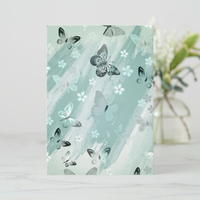 Tarjeta De Agradecimiento Patrón de mariposa 9 (Anverso de pie)
