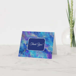 Tarjeta De Agradecimiento Patrón de mármol azul, púrpura y dorado