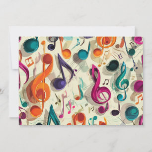 Tarjeta De Agradecimiento Patrón de Música Colorido