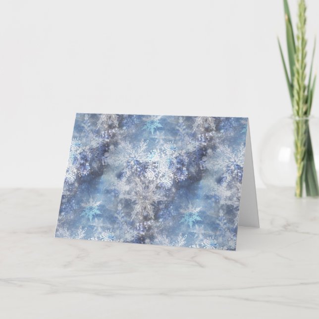 Tarjeta De Agradecimiento Patrón de Navidades azules texturados de hielo y n (Anverso)