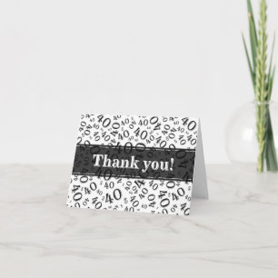 Tarjeta De Agradecimiento Patrón de número aleatorio 40 hito verde/blanco