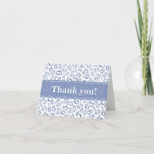 Tarjeta De Agradecimiento Patrón de número aleatorio de hito 65 azul/blanco