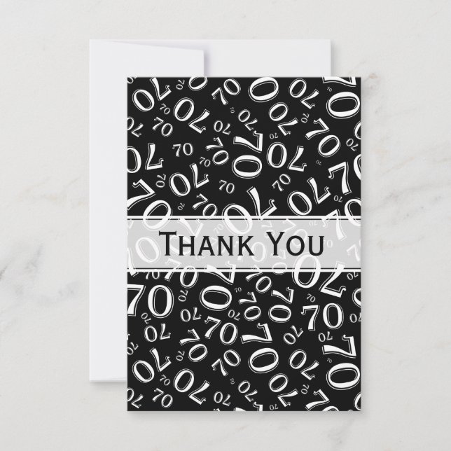 Tarjeta De Agradecimiento Patrón de número de cumpleaños número 70: blanco/n (Anverso)