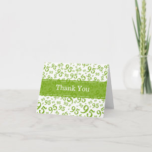 Tarjeta De Agradecimiento Patrón de número verde/blanco del 95º "¡Gracias!"