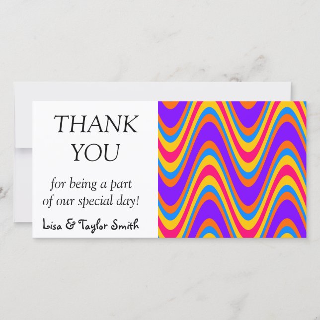Tarjeta De Agradecimiento Patrón de ondas coloridas (Anverso)