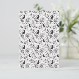 Tarjeta De Agradecimiento Patrón de paisley en negro y blanco – Arte textil 